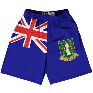 British Virgin Islands Country Flag Lacrosse Shorts - Blue & White & Red