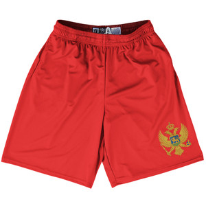 Montenegro Country Flag Lacrosse Shorts - Red & Gold & Blue