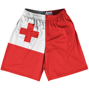 Tonga Country Flag Lacrosse Shorts - Red & White