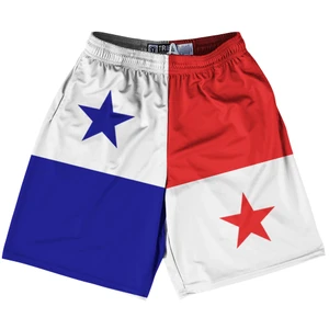 Panama Country Flag Lacrosse Shorts - White & Red & Blue