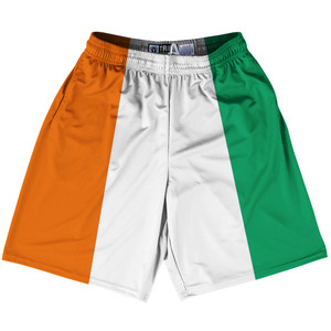 Ivory Coast Country Flag Lacrosse Shorts - Orange & White & Green