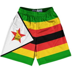 Zimbabwe Country Flag Lacrosse Shorts - Green & Yellow & Red