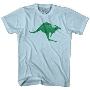 Australia Aussie Kangaroo Cotton T-Shirt - Light Blue  - Men's Large - Final Sale - M46