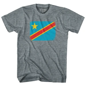 DR Congo Country Flag T-Shirt -  Athletic Grey Tri-Blend - Men's Large - Final Sale - M47