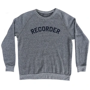 Recorder Adult Tri-Blend Sweatshirt - Athletic Grey