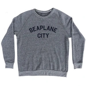 Seaplane City Adult Tri-Blend Sweatshirt Athletic Grey Mens Tri-Blend Regular Sweatshirt - Athletic Grey