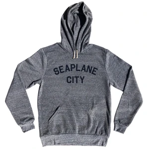 Seaplane City Cotton-Poly Blend Hoodie Athletic Grey Mens Cotton-Poly Blend Regular Hoodie - Athletic Grey