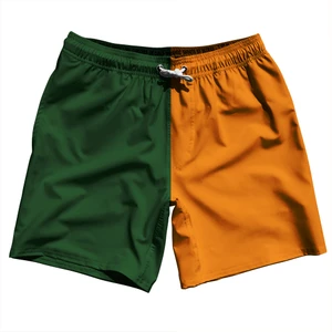 Quad Style Swim Shorts 7" - Hunter Green and Orange Tennessee