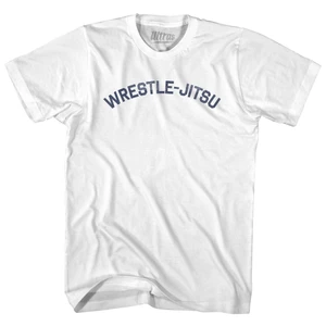 Wrestle-Jitsu Cotton Mens T-shirt  - White - M - BLACK INK - FINAL SALE - M19