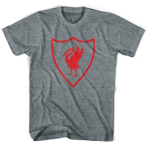 Liverpool City Liver Bird Soccer Crest Mens Tri-Blend Soccer T-shirt  - Athletic Grey - BLACK INK - XL - FINAL SALE - M19