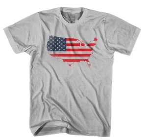 USA American Flag Continental Cotton T-shirt-Mens  - Cool Grey - L - FINAL SALE - M19