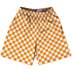 Checkerboard 1 Inch Lacrosse Shorts  - Orange Tennessee and White - 3X - FINAL SALE - V3