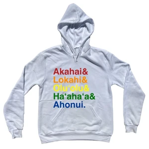 Five Aloha Spirit Elements Rainbow Colors Ampersand Cotton-Poly Blend Hoodie - White