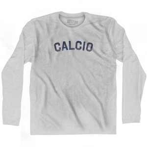 Italian Calcio Soccer Adult Cotton Long Sleeve T-shirt - Grey Heather