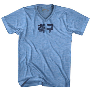Korean Soccer Adult Tri-Blend V-neck T-shirt - Athletic Blue