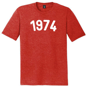 1974 Year Celebration Mens Tri-Blend DTG T-shirt - Red Heather