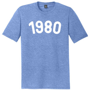 1980 Year Celebration Mens Tri-Blend DTG T-shirt - Blue Heather