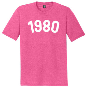 1980 Year Celebration Mens Tri-Blend DTG T-shirt - Fuchsia Heather