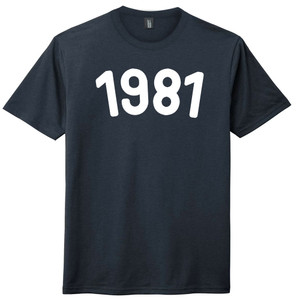 1981 Year Celebration Mens Tri-Blend DTG T-shirt - Navy Blue Solid