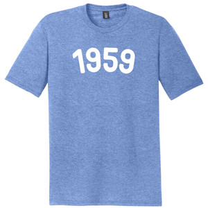 1959 Year Celebration Mens Tri-Blend DTG T-shirt - Blue Heather