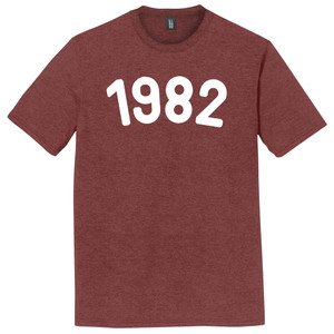 1982 Year Celebration Mens Tri-Blend DTG T-shirt - Maroon Heather