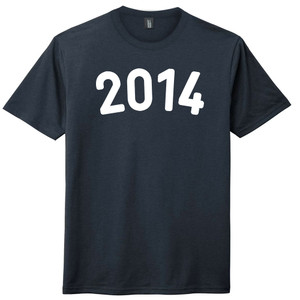 2014 Year Celebration Mens Tri-Blend DTG T-shirt - Navy Blue Solid