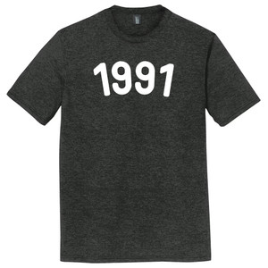 1991 Year Celebration Mens Tri-Blend DTG T-shirt - Black Heather