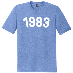1983 Year Celebration Mens Tri-Blend DTG T-shirt - Blue Heather