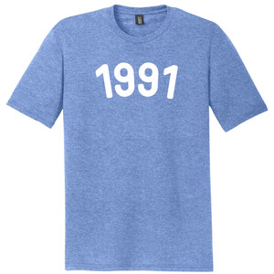 1991 Year Celebration Mens Tri-Blend DTG T-shirt - Blue Heather