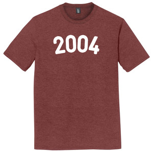 2004 Year Celebration Mens Tri-Blend DTG T-shirt - Maroon Heather