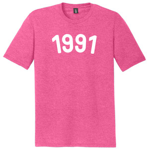 1991 Year Celebration Mens Tri-Blend DTG T-shirt - Fuchsia Heather