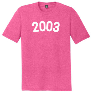 2003 Year Celebration Mens Tri-Blend DTG T-shirt - Fuchsia Heather