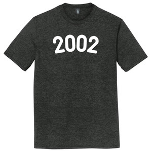 2002 Year Celebration Mens Tri-Blend DTG T-shirt - Black Heather