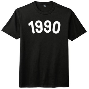 1990 Year Celebration Mens Tri-Blend DTG T-shirt - Black Solid