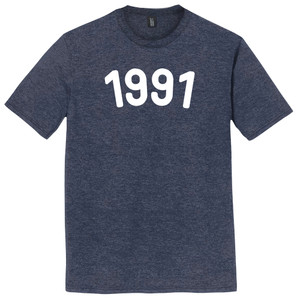 1991 Year Celebration Mens Tri-Blend DTG T-shirt - Navy Blue Heather