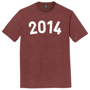 2014 Year Celebration Mens Tri-Blend DTG T-shirt - Maroon Heather