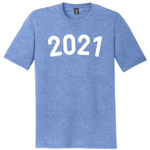 2021 Year Celebration Mens Tri-Blend DTG T-shirt - Blue Heather