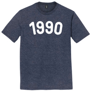 1990 Year Celebration Mens Tri-Blend DTG T-shirt - Navy Blue Heather