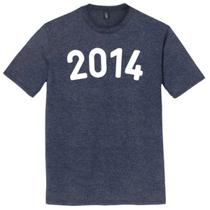 2014 Year Celebration Mens Tri-Blend DTG T-shirt - Navy Blue Heather