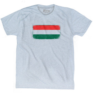 Hungary Country Flag Adult Tri-Blend T-shirt - Athletic White Hungary Country Flag Adult Tri-Blend T-shirt - Athletic White