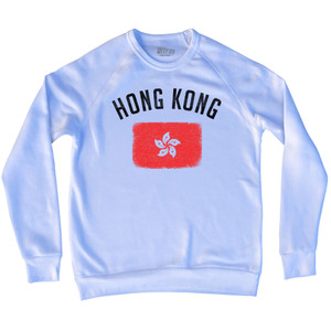 Hong Kong Country Flag Heritage Adult Tri-Blend Sweatshirt - White Hong Kong Country Flag Heritage Adult Tri-Blend Sweatshirt - White