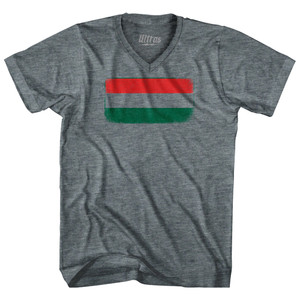 Hungary Country Flag Adult Tri-Blend V-neck T-shirt - Athletic Grey Hungary Country Flag Adult Tri-Blend V-neck T-shirt - Athletic Grey