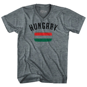 Hungary Country Flag Heritage Tri-Blend V-neck Womens Junior Cut T-shirt - Athletic Grey Hungary Country Flag Heritage Tri-Blend V-neck Womens Junior Cut T-shirt - Athletic Grey