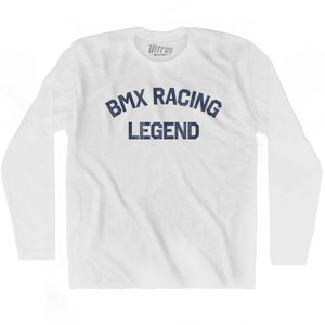 BMX Racing Legend Adult Cotton Long Sleeve T-shirt - White