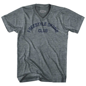 Freestyle Skiing Club Adult Tri-Blend V-neck T-shirt Athletic Grey