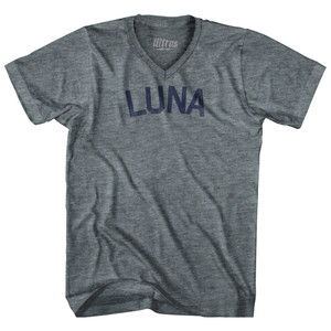 LUNA Tri-Blend V-neck Womens Junior Cut T-shirt - Athletic Grey