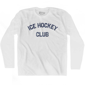 Ice Hockey Club Adult Cotton Long Sleeve T-shirt White
