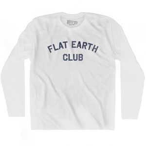 Flat Earth Club Adult Cotton Long Sleeve T-shirt - White