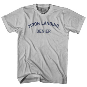 Moon Landing Denier Adult Cotton T-shirt - Cool Grey