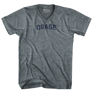 Osage Adult Tri-Blend V-neck T-shirt - Athletic Grey